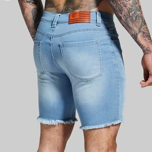 Born Primitive Light Blue flex stretchy jorts/ jean Shorts 7”